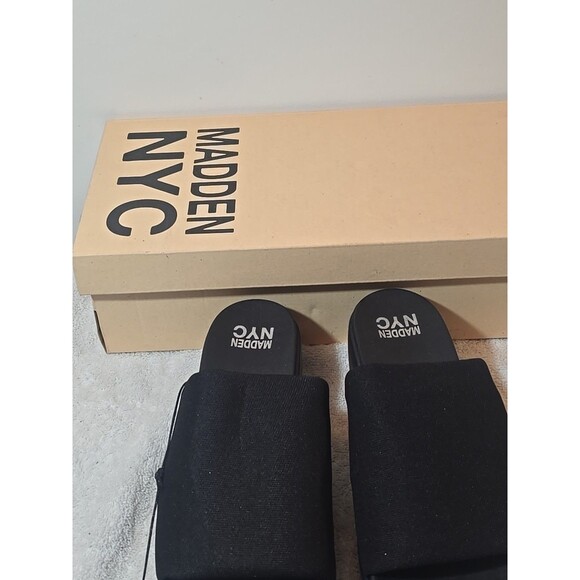 MADDEN NYC WOMENS SIZE 9.5 BLACK SLIP-ON PLATFORM SLIDES SANDALS BRAND NEW - Picture 5 of 8